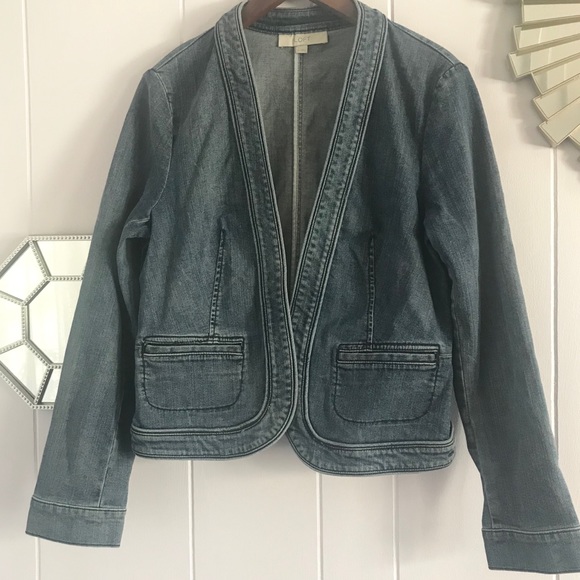 LOFT Jackets & Blazers - LOFT Jean Denim Open Blazer Jacket 10